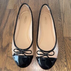 Arezzo Women's Bicolor Bow Ballet Flats Shoes Preppy Size 8 / 39 EU
